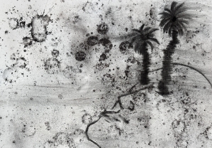 A charcoal drawing by Mohammad Alfaraj
