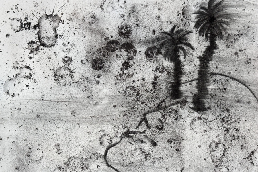 A charcoal drawing by Mohammad Alfaraj